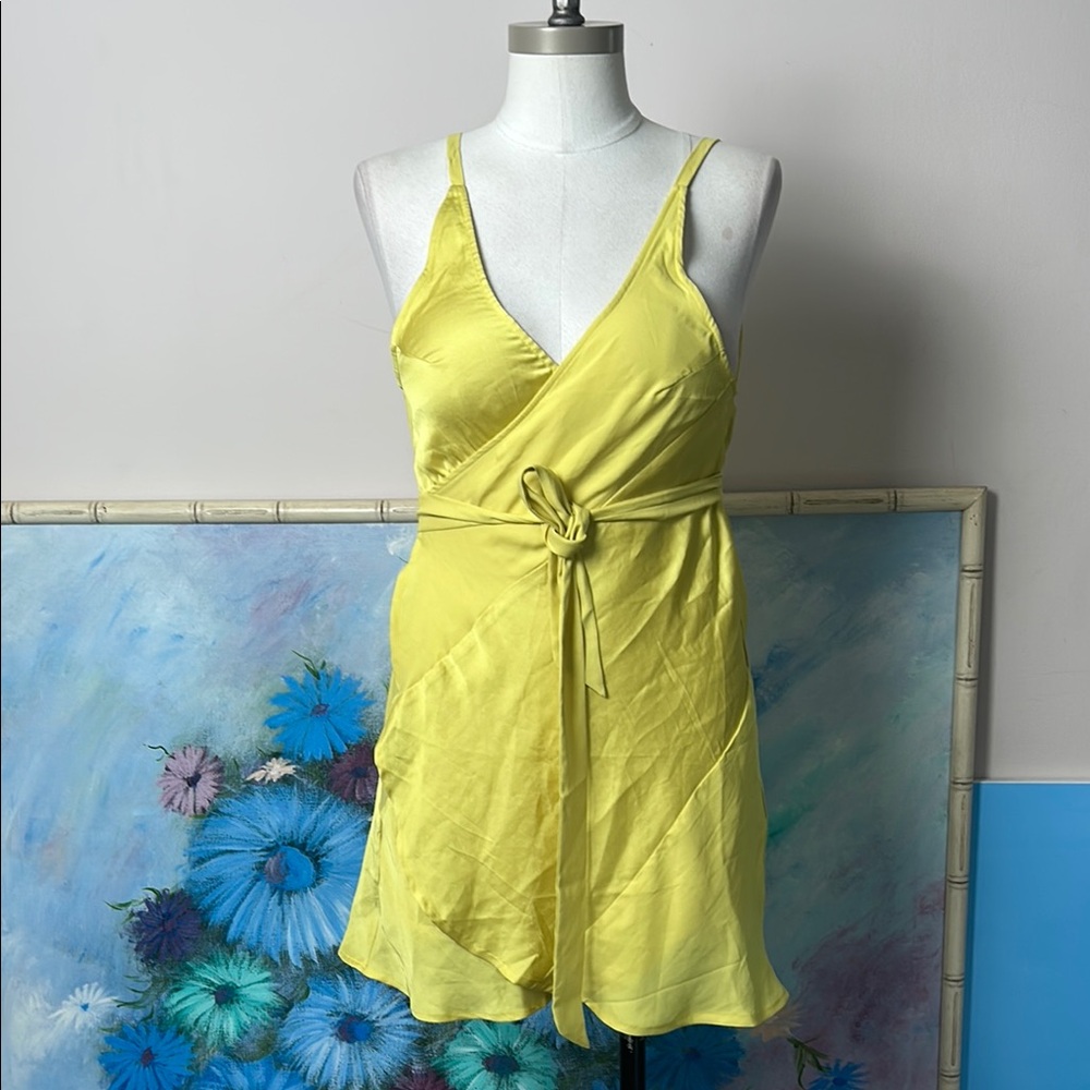 Free People Yellow Like Me or Love Me Slip Wrap Dress size S